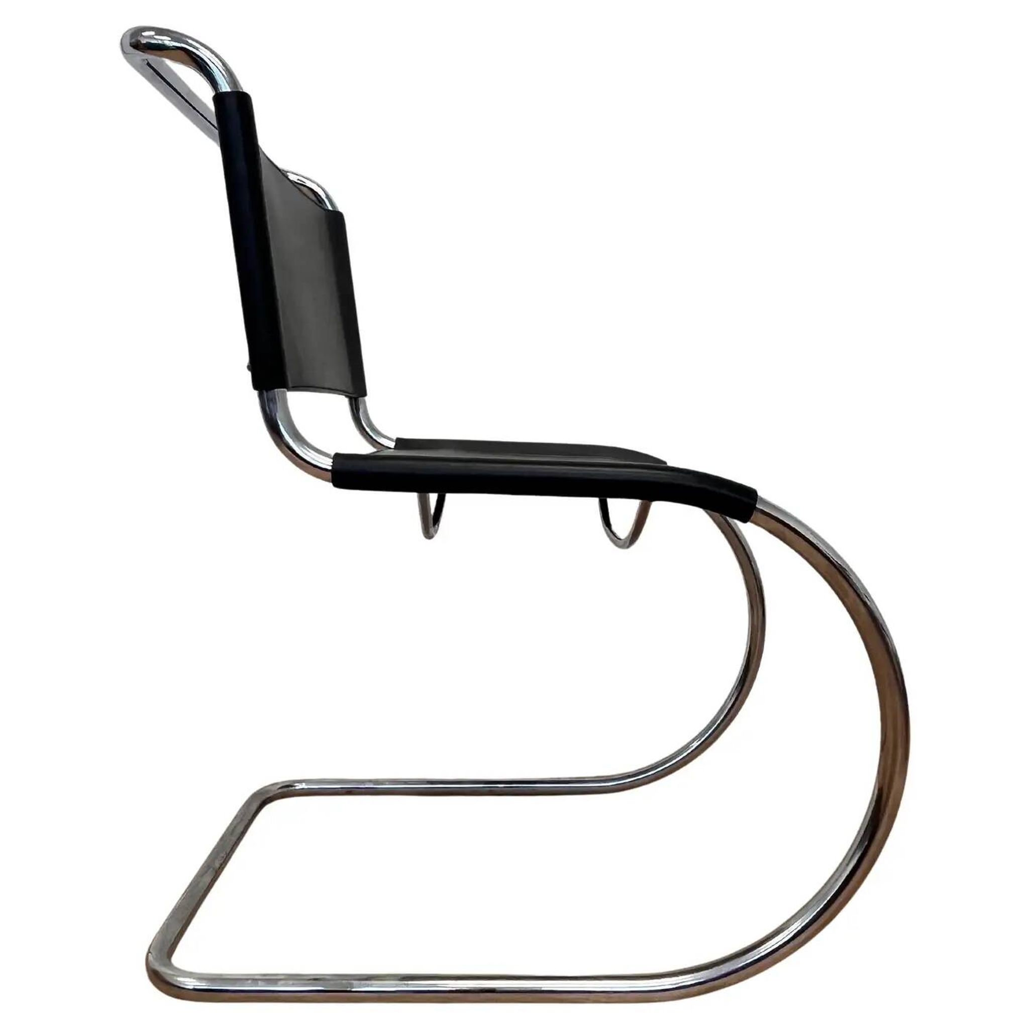 Chrome leather Bauhaus chair Thonet MR 10 by Ludwig Mies van der Rohe - 1980s