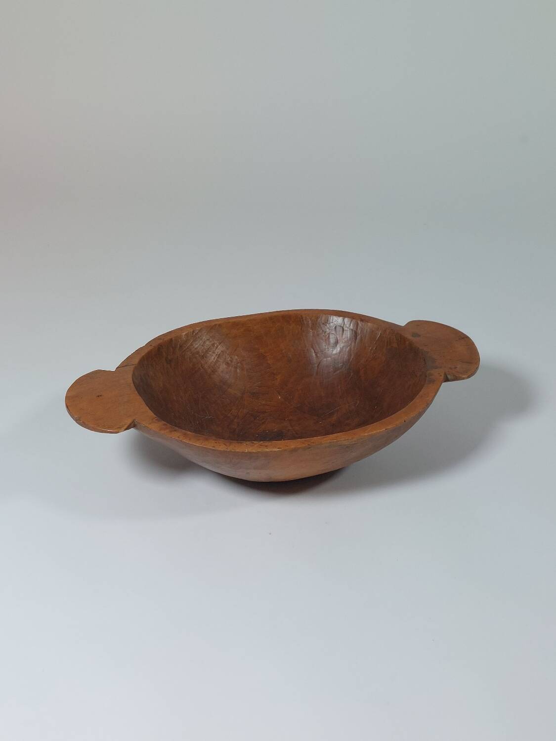 Vintage wooden fruit bowl hand-carved.