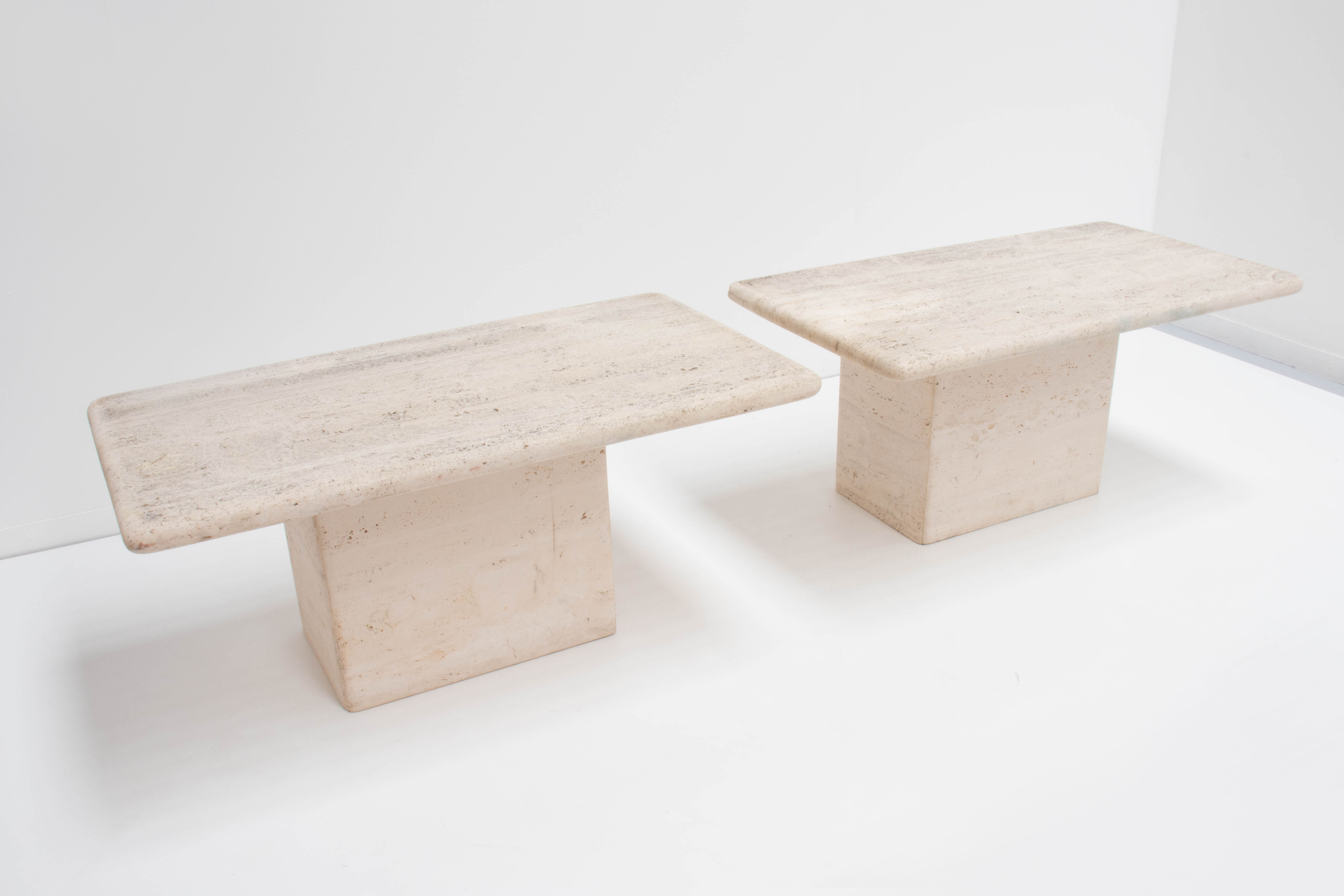 Travertine bedside tables