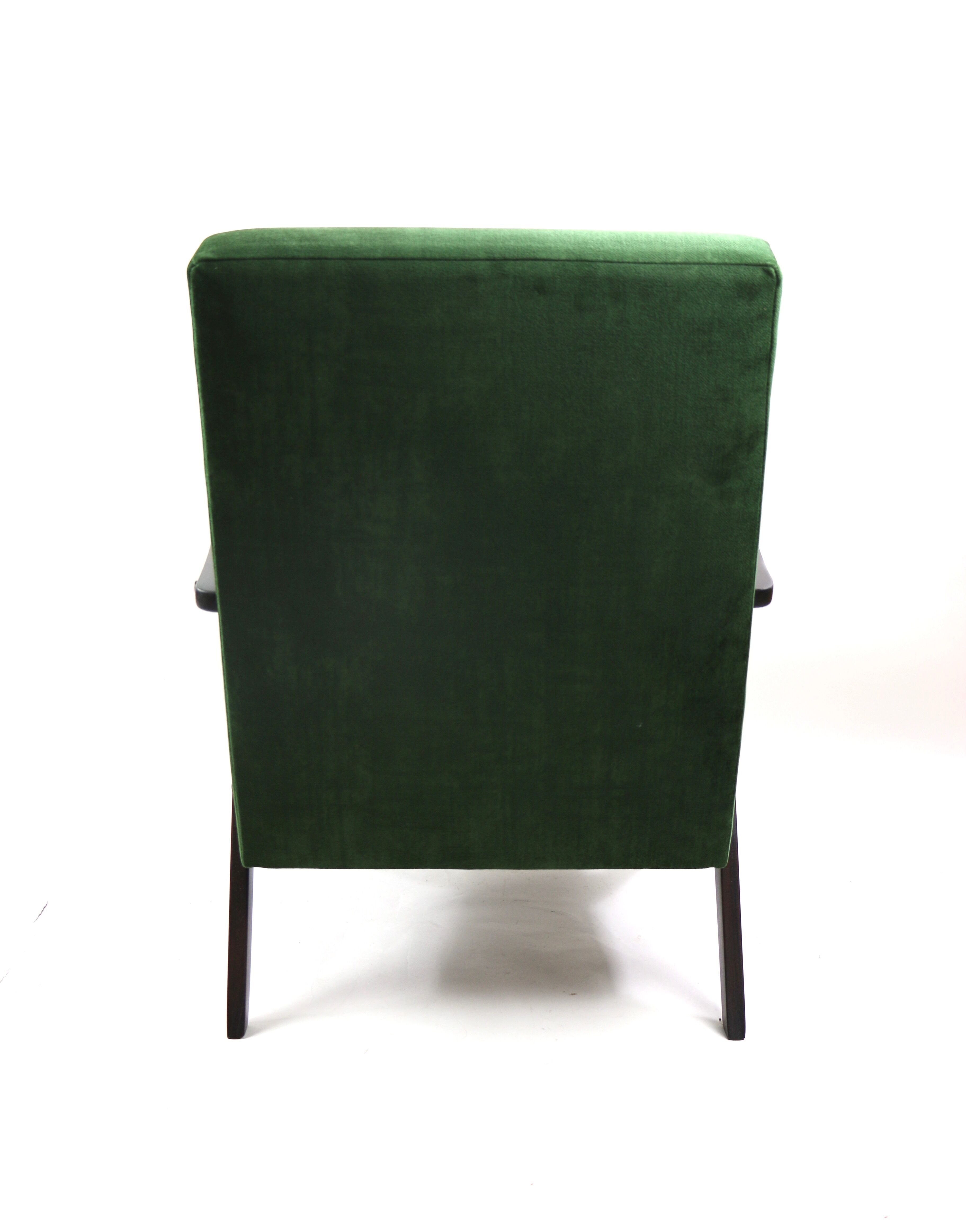 Vintage var green structural velvet easy chair, 1970s