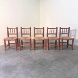 Vintage wicker farmer dining chairs, 1960s