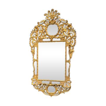 Louis XV style mirror with parecloses in gilded wood, early 19th century, Empire A