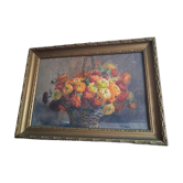 Ancient painting "The Basket of Buttercups" – Oil on canvas signed Émile God
