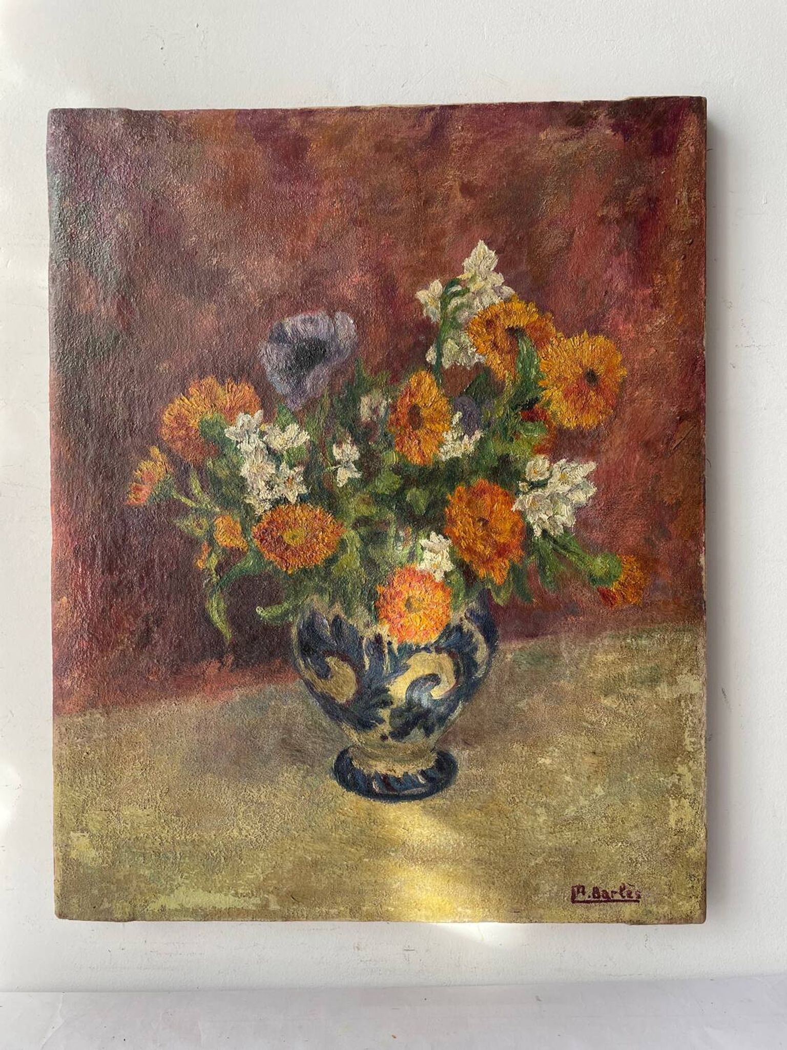 Bouquet of Flowers, Antique Oil on Canvas