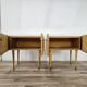 Pair of 1950s maple nightstands with mirrored tops