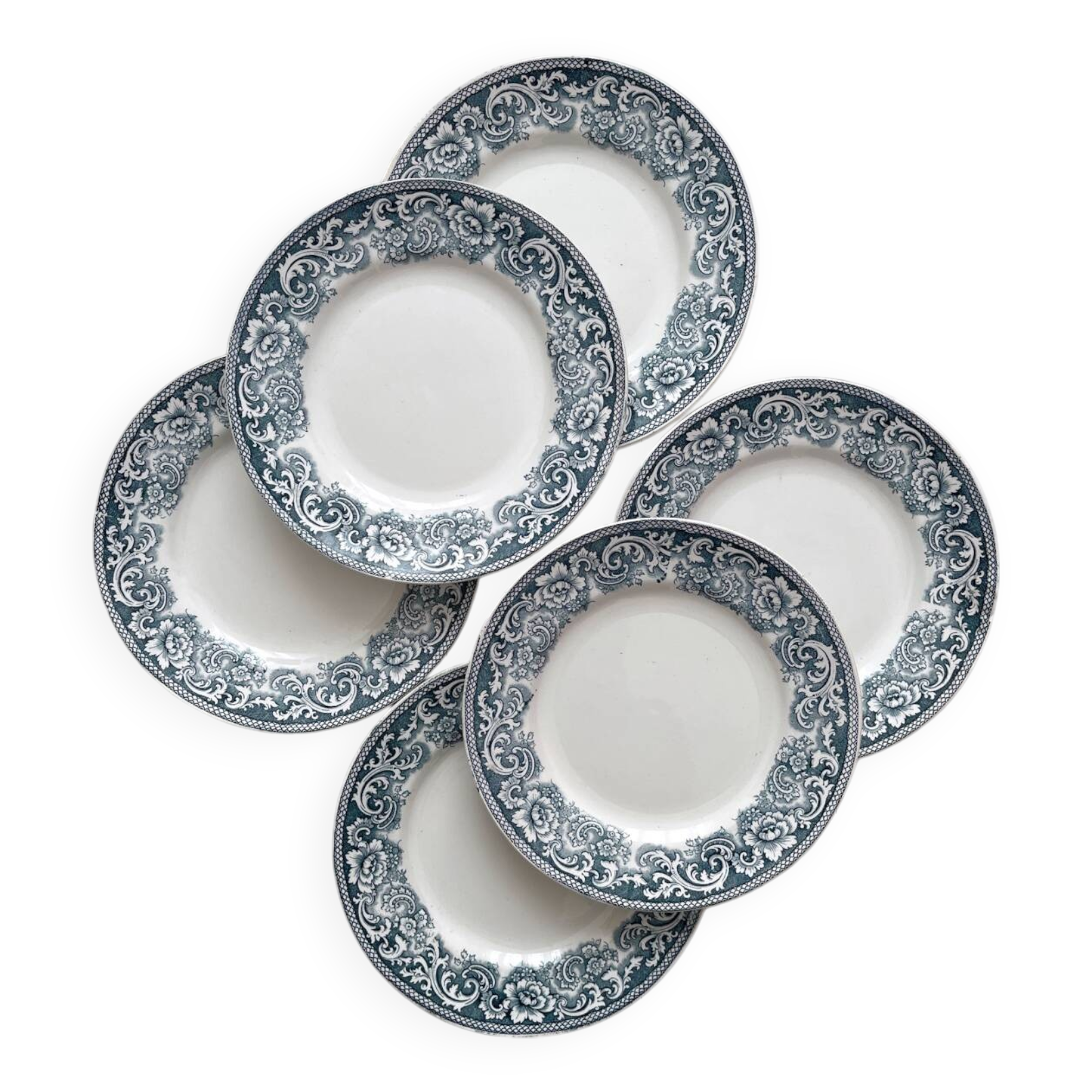 6 flat plates in iron earth “Croix de Lorraine” Saint Amand and Hamage