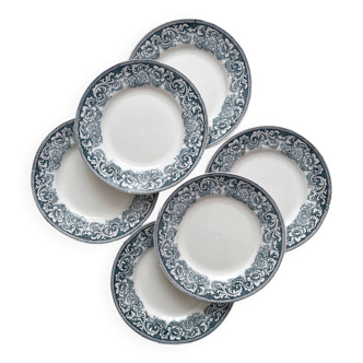 6 assiettes plates en terre de fer « Croix de Lorraine » Saint Amand et Hamage