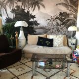 Chromium coffee table and 1970s smoked glass