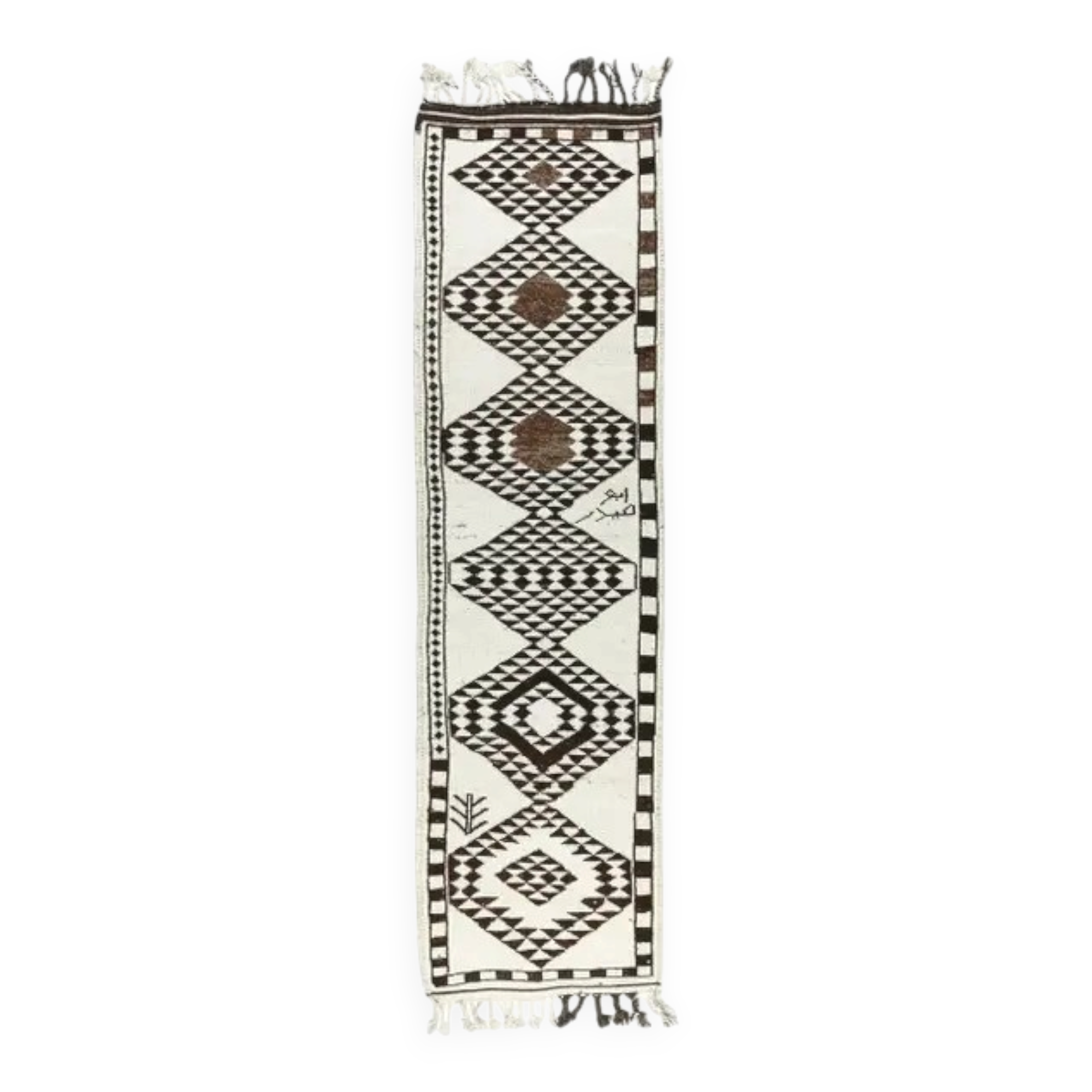 Vintage Turkish Hand-Knotted Neutral Beige Runner 91x330