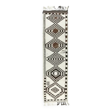 Couloir vintage turc noué à la main beige neutre 91x330