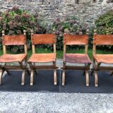 Set of 4 vintage brutalist chairs by Bram Sprij, Netherlands 1960s. in beech.