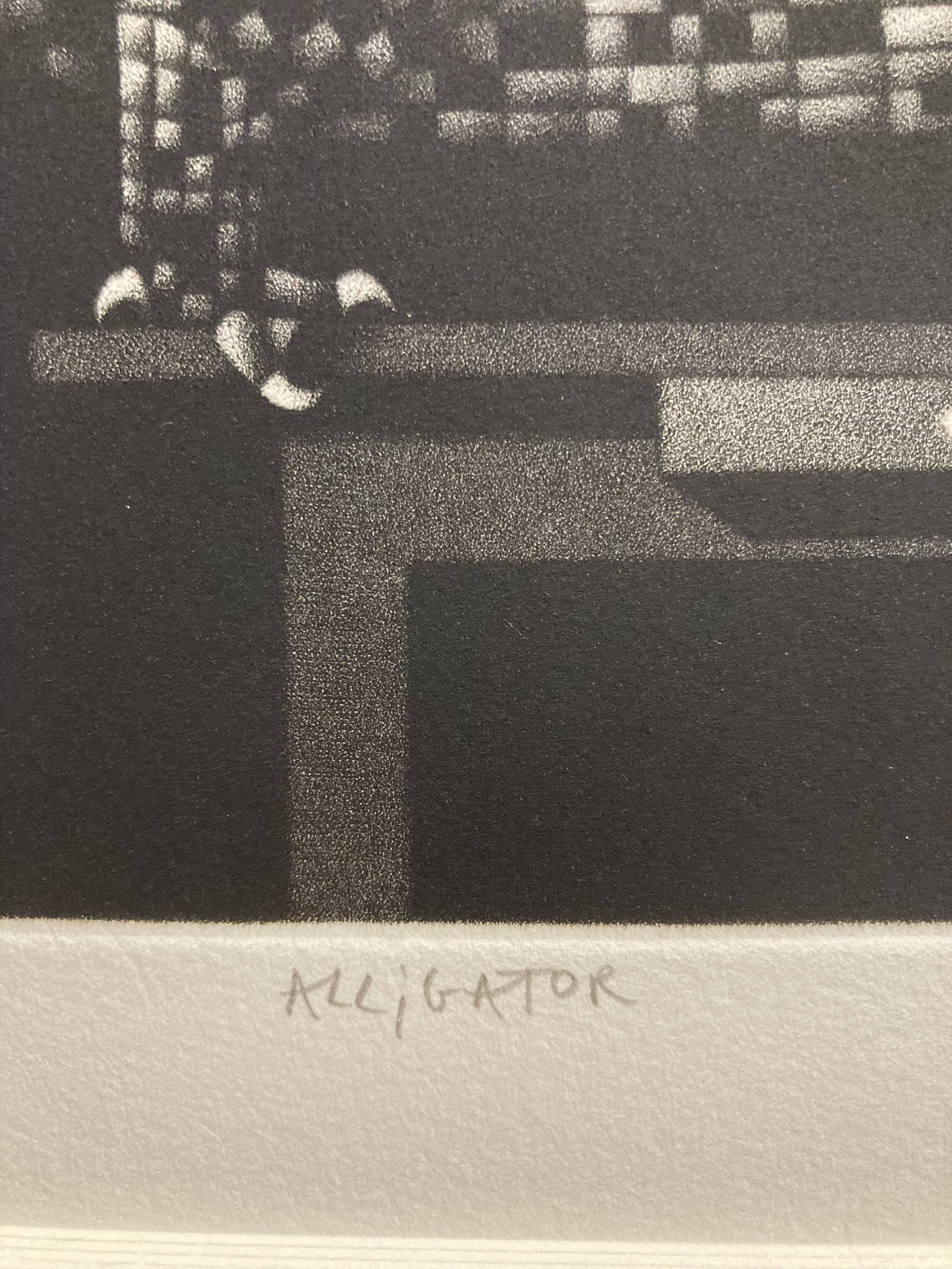 Mario avati (1921-2009), alligator, black and white, 1970