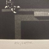 Mario avati (1921-2009), alligator, black and white, 1970