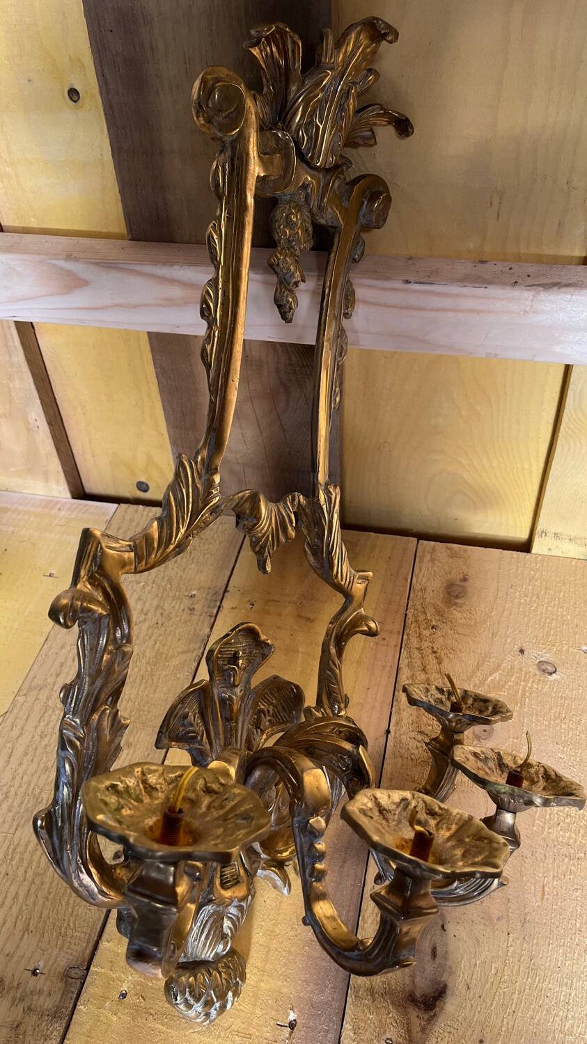 Pair of LXV style gilt bronze wall lights