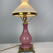 Table lamp with frame of pink opaline glass Funen's glassworks, 1930s