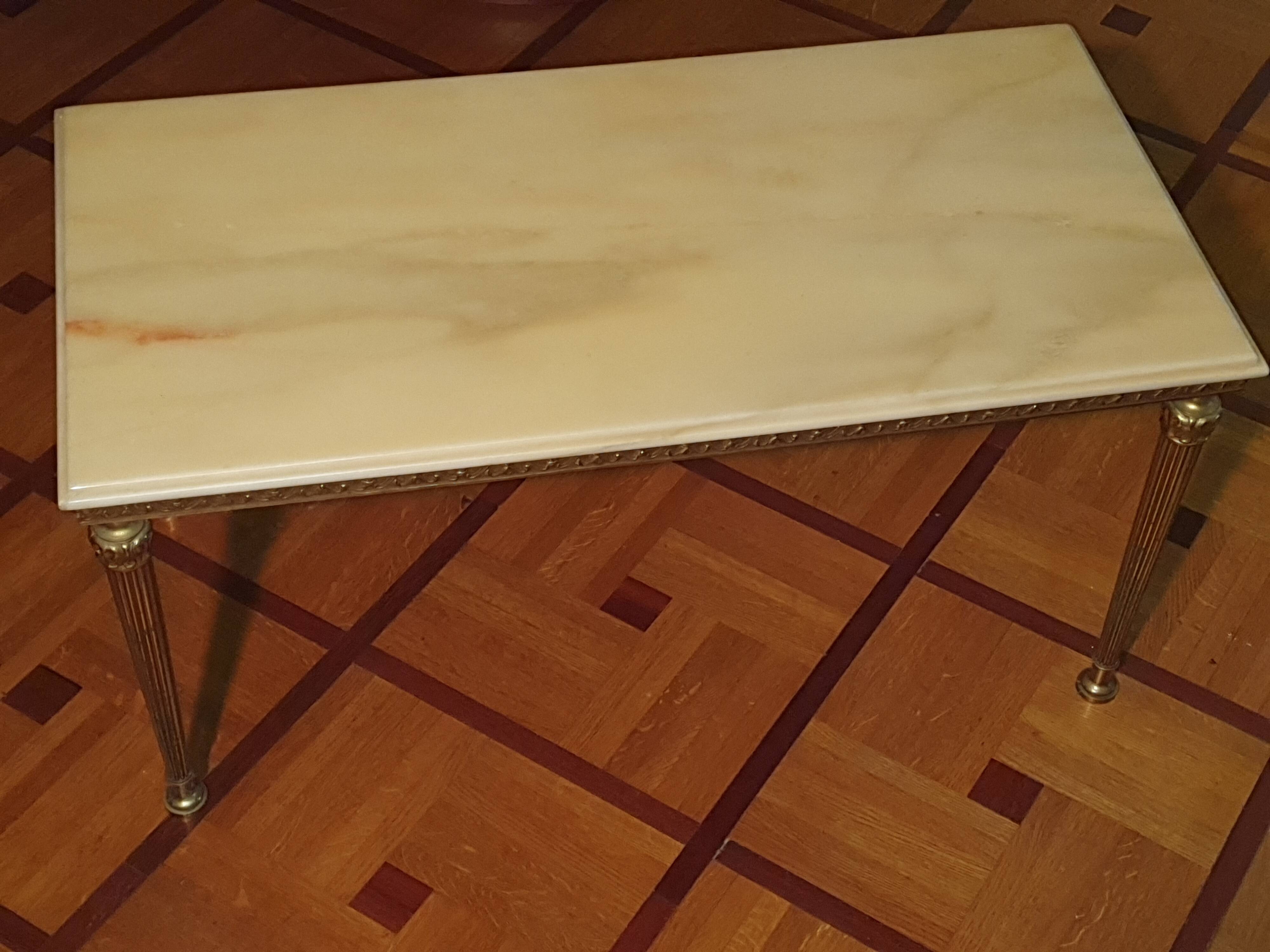 Marble and bronze coffee table