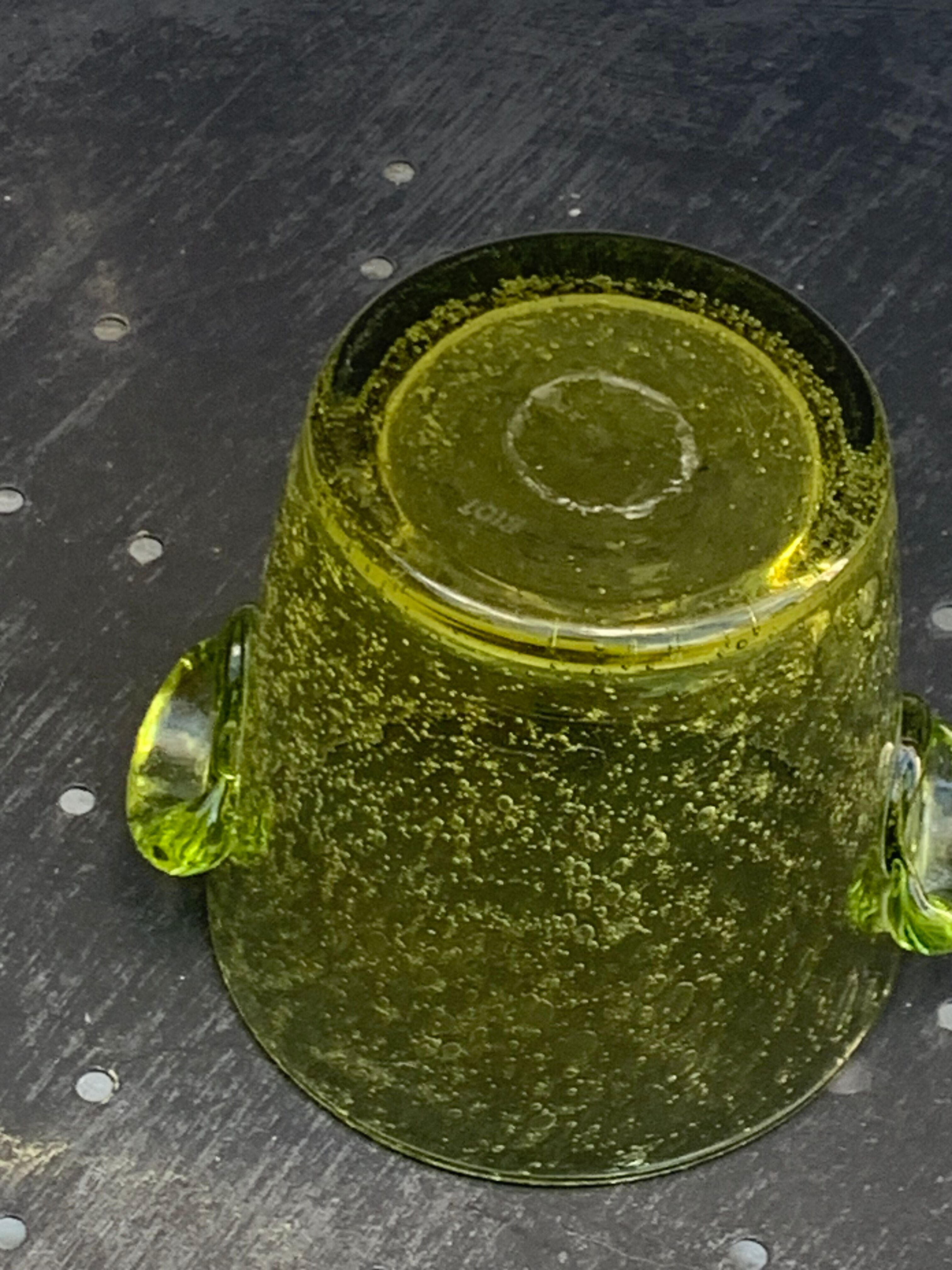 Blown glass ice bucket signed Biot Collector