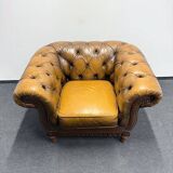 Brown Leather Vintage Chesterfield armchair
