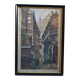 Ancient gouache painting rue brise miche le marais paris