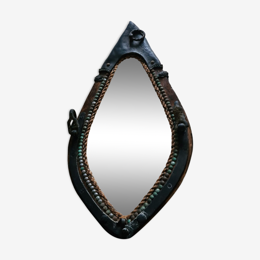 Ancien miroir collier de cheval, 64x35 cm | Selency