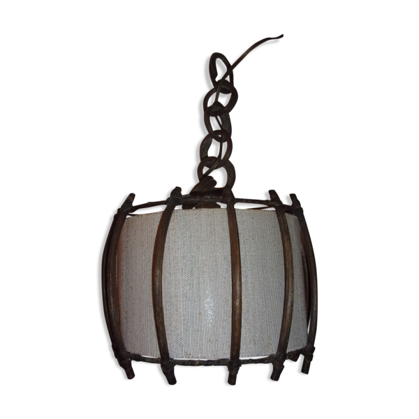 Suspension en rotin et tissu 1960/1970 — Beyit