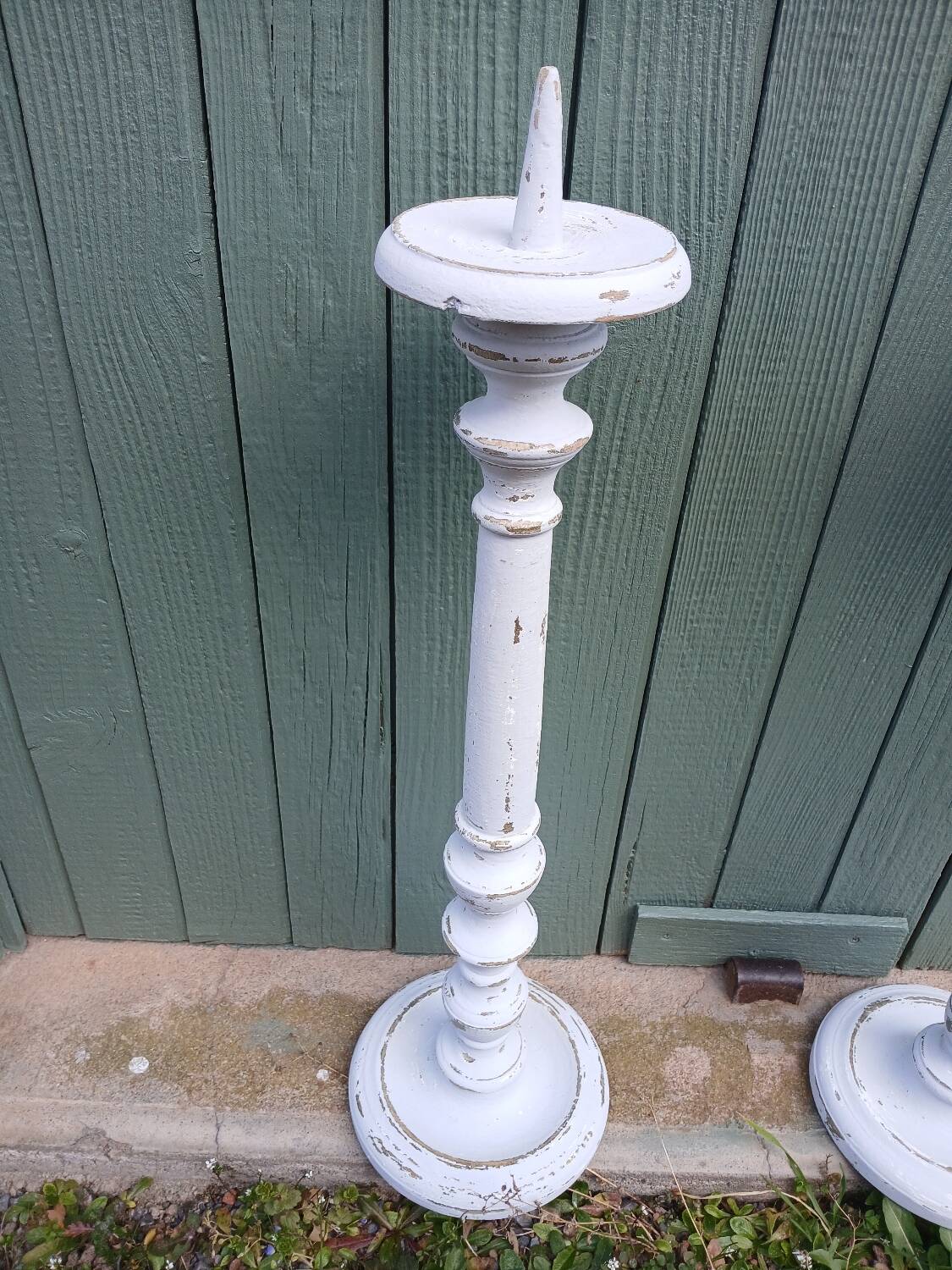 Pair of antique wooden candlesticks/candlesticks