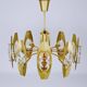 Oscar Torlasco brass chandelier of 25 inches with optical prism lenses, Italy, 1970s.