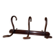 Curved wooden coat rack  3 hooks