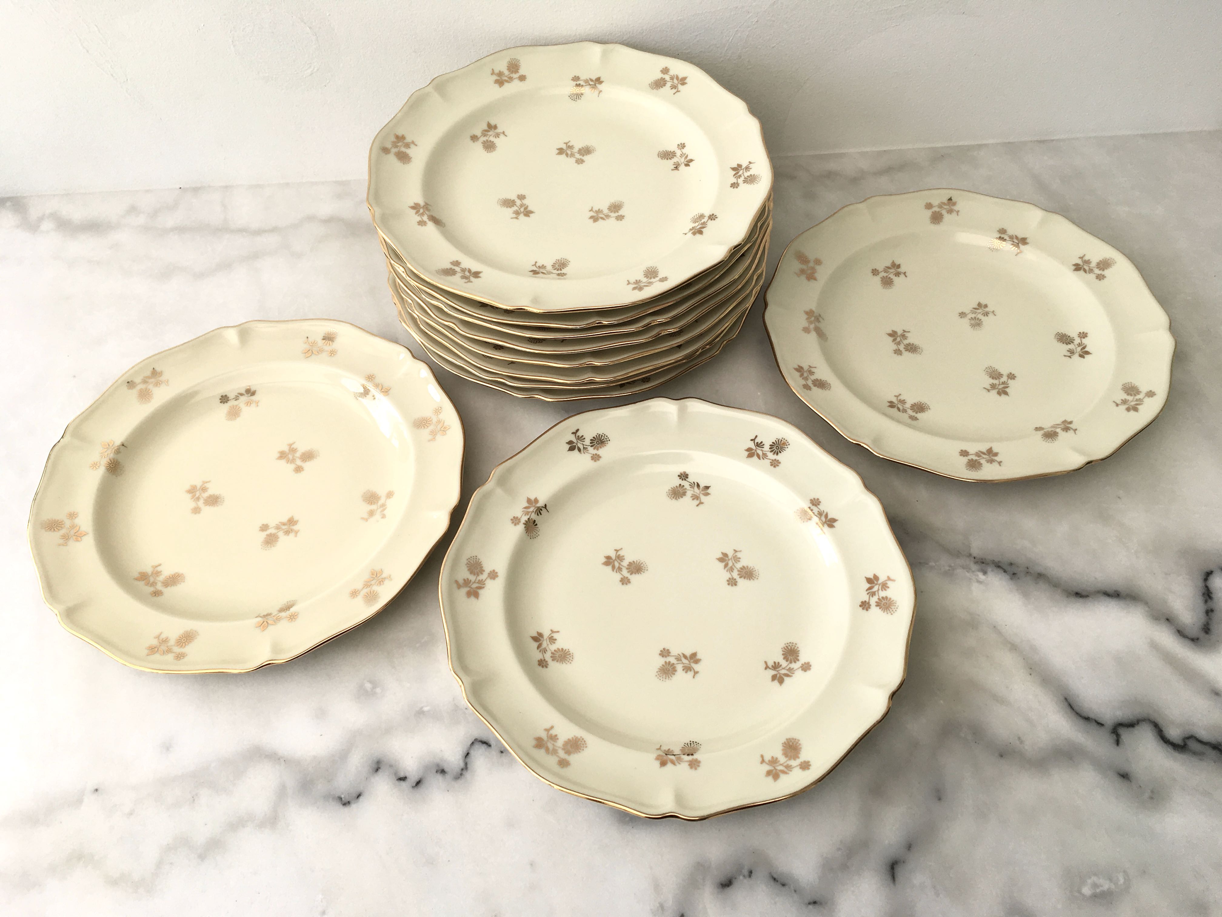 Set of 11 flat plates porcelain from Limoges