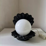 Porcelain table lamp Scallop black Vintage shell