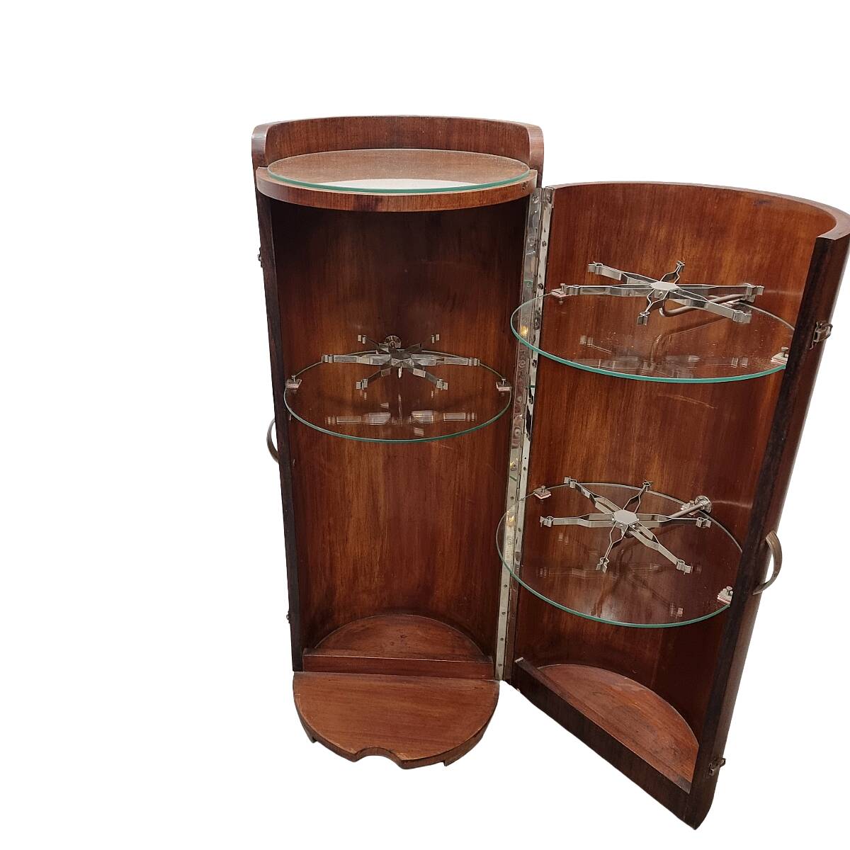 French Art Deco Mahogany round Bar Furniture, 1920/30s