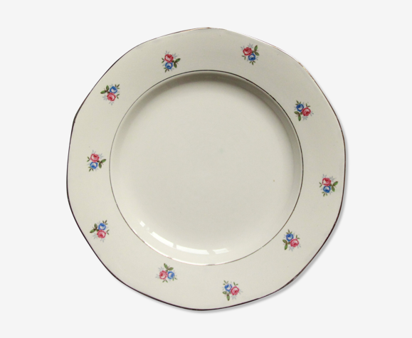 Plat de service fleurie faïence ancienne digoin et sarreguemines