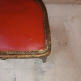 Chaise Baumann avec assise en cuir rouge