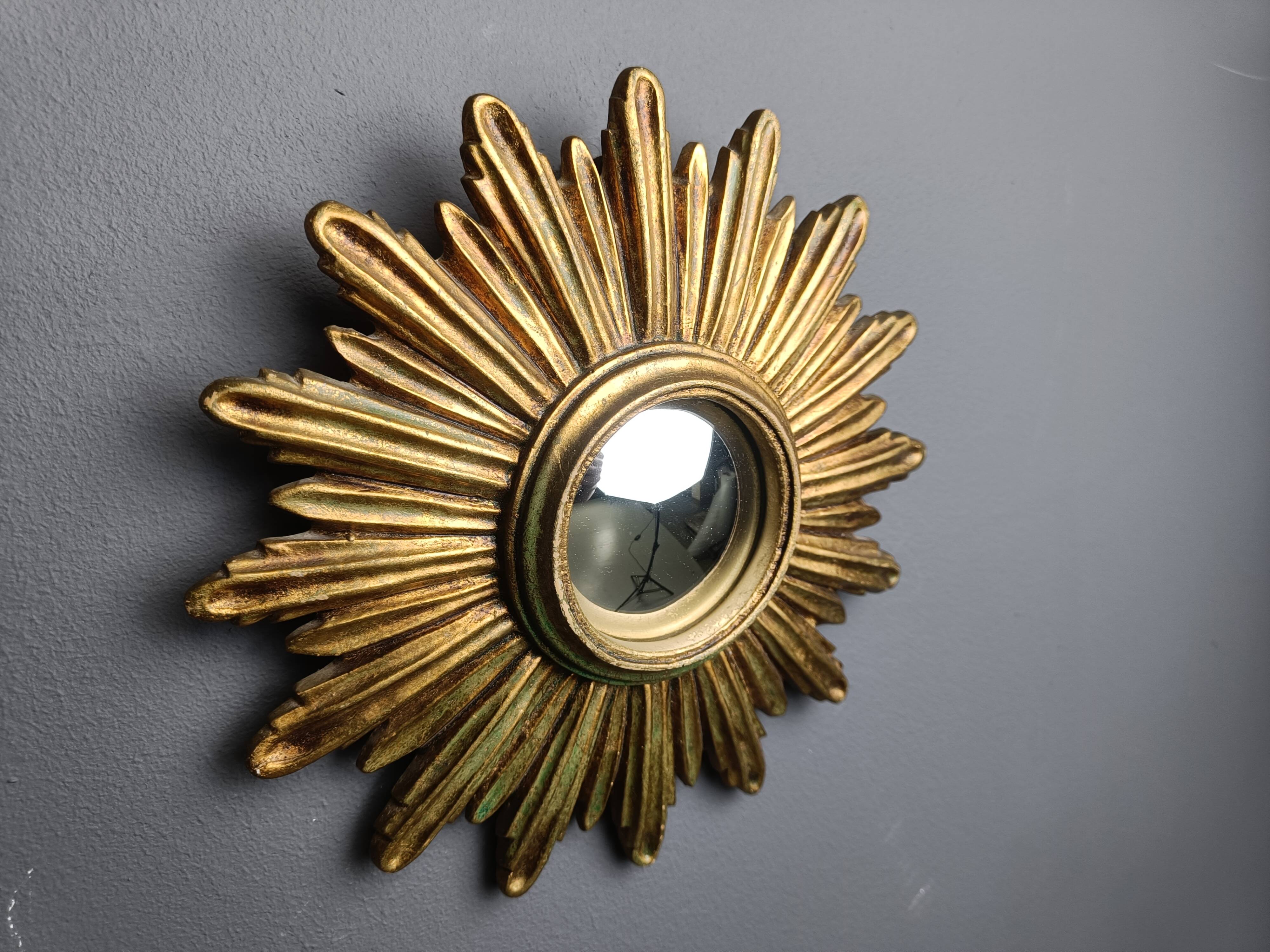 Vintage golden sunburst mirror, 1960s