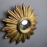 Vintage golden sunburst mirror, 1960s