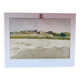 Watercolor by Michel Roubille, Saint Colomban 1977