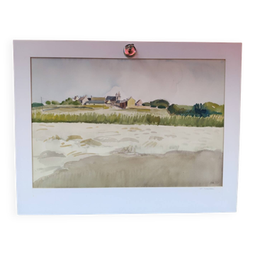 Watercolour by Michel Roubille, Saint Colomban 1977