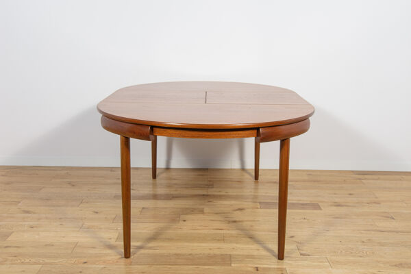 Table à manger en teck des années 50 et chaises par Hans Olsen pour Frem Røjle, Danemark, années 1960, ensemble de 5.