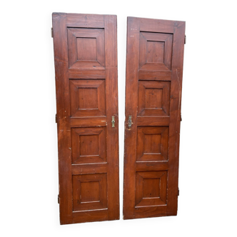 Pair of louvered doors vintage shutters decoration headboard fittings 1950