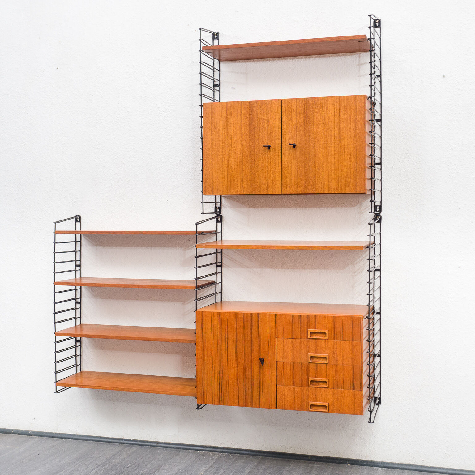 Wall shelf, teak, 60s, two boxes