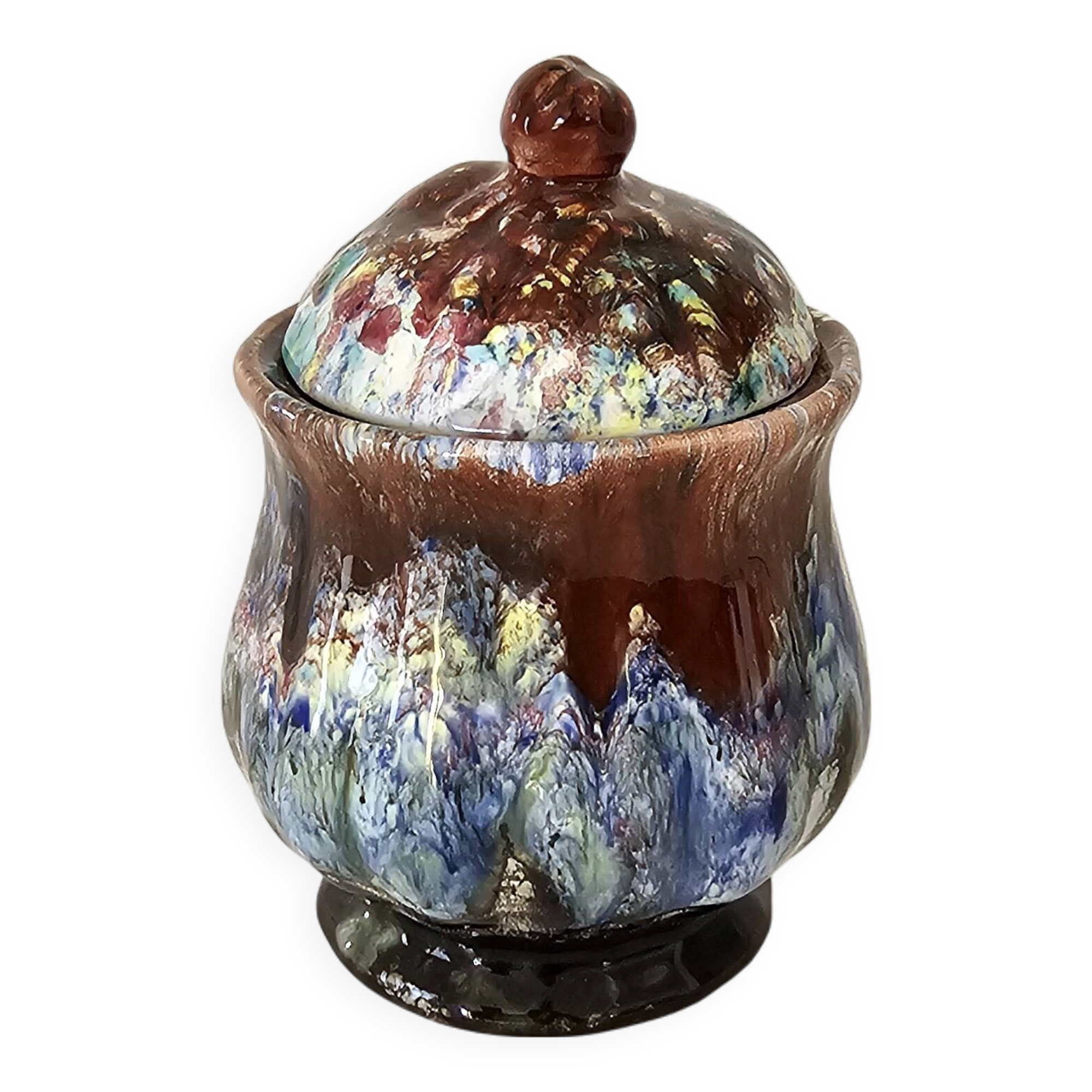 Ceramic sugar bowl signed MORVAN - vintage 70s
