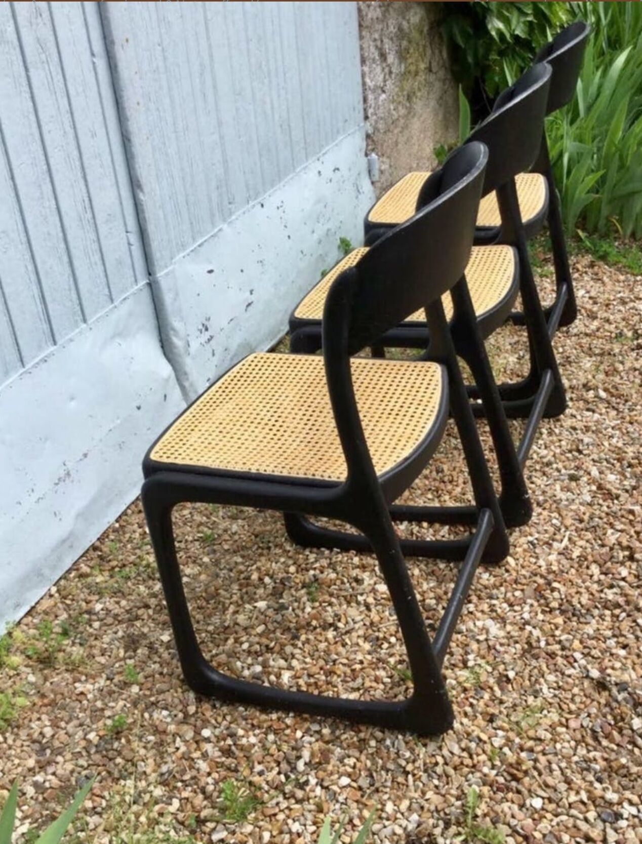 Baumann sled with caning chairs