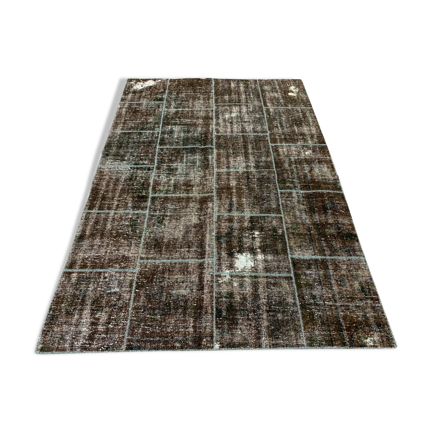 Distressed vintage turkish patchwork rug 217x151 cm wool medium