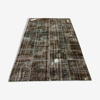 Distressed vintage turkish patchwork rug 217x151 cm wool medium