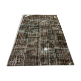 Distressed vintage turkish patchwork rug 217x151 cm wool medium