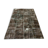 Tapis patchwork vintage turc détresse 217x151 cm laine moyenne