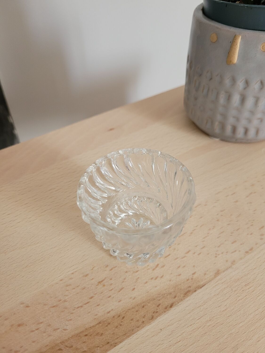 Small molded glass candle holder
