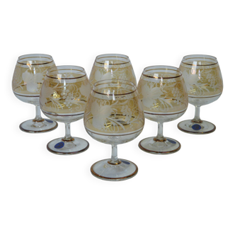 Box of 6 bohemian crystal cognac glasses