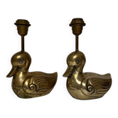 Paire de lampes canard en laiton, 1980