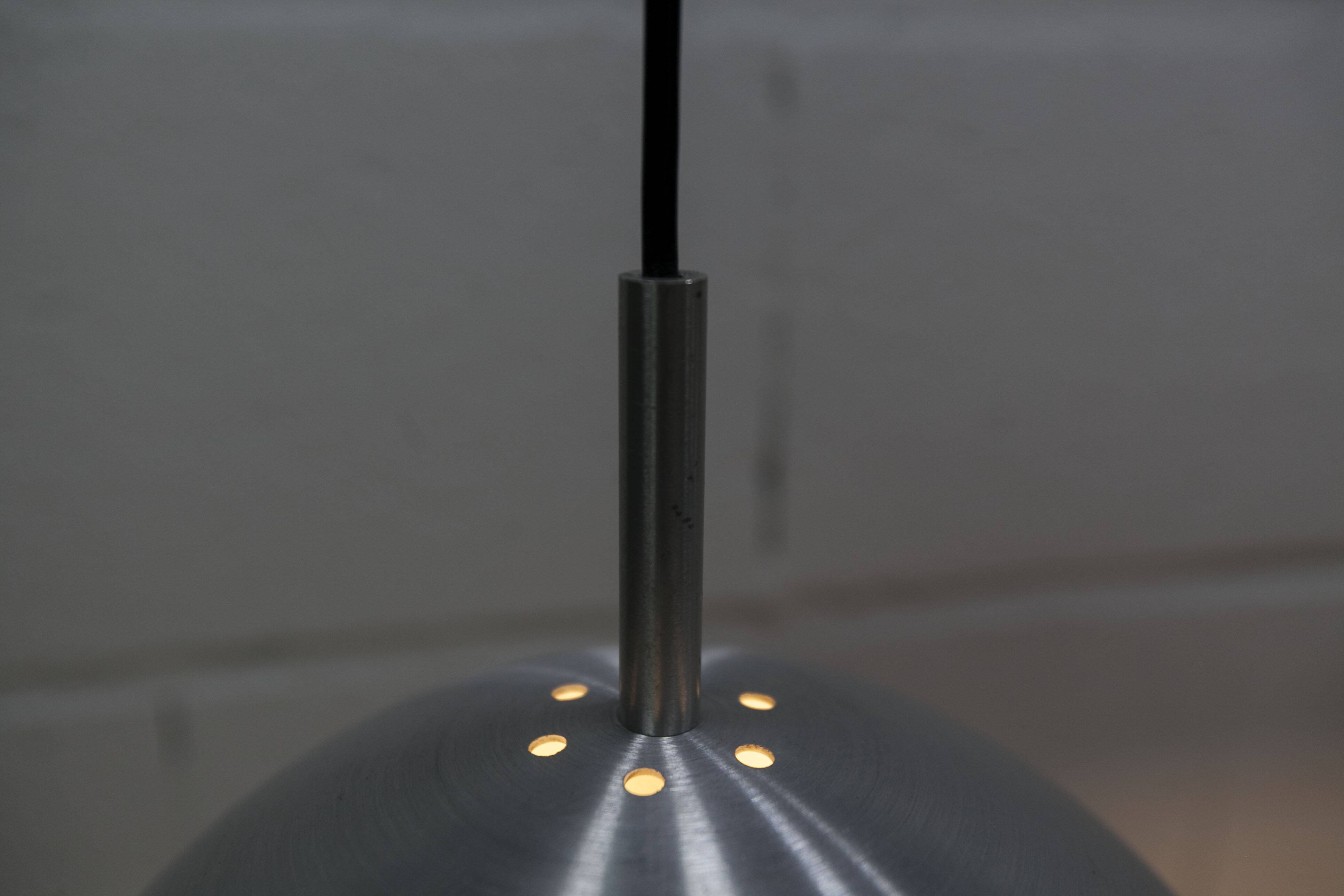 Pair of functional 70's aluminum ball pendants